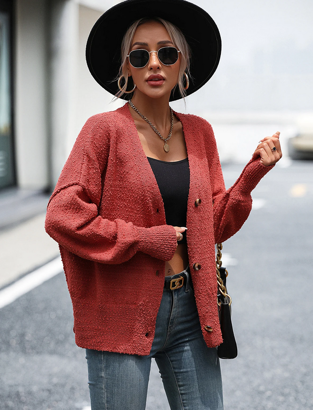 Sweater Cardigan Women Casual Button Long Sleeve